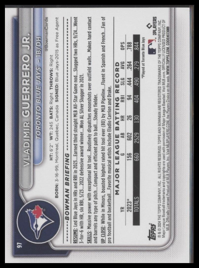 2024 Bowman #97 Vladimir Guerrero Jr.