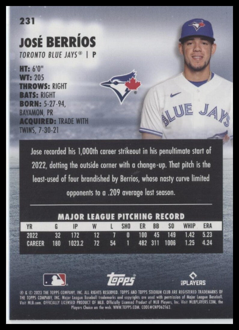 2023 Stadium Club #231 José Berríos