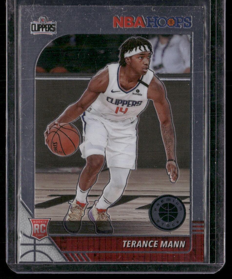 2019-20 Hoops Premium Stock #245 Terance Mann Prizms Blue Cracked Ice