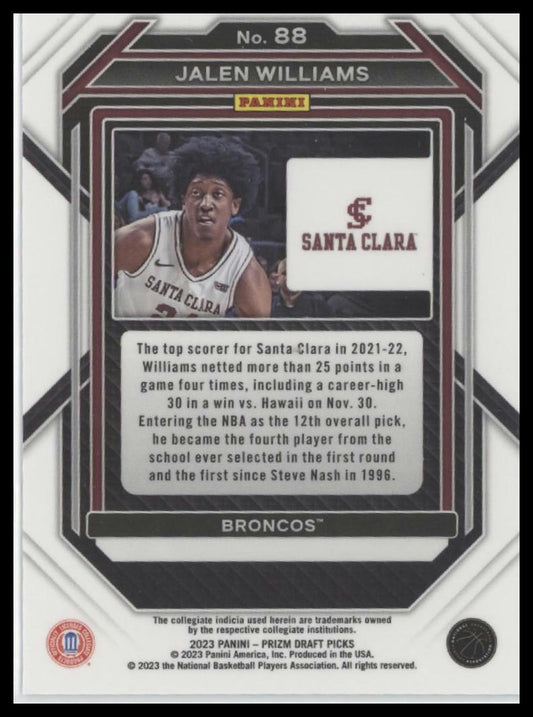 2023 Panini Prizm Draft Picks #88 Jalen Williams