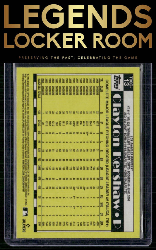 2025 Topps #T90C-13 Clayton Kershaw 1990 Topps Baseball 35th Anniversary Chrome