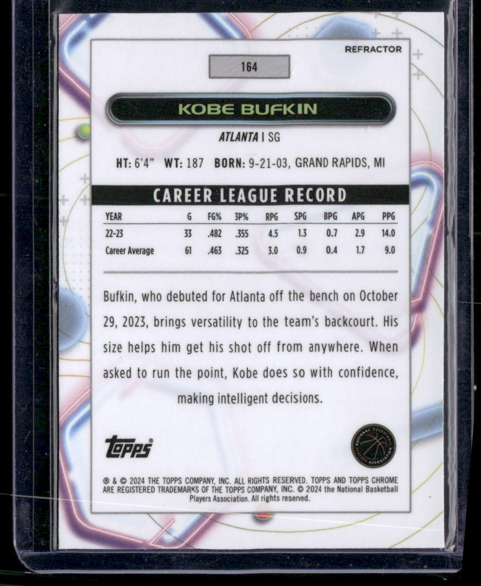 2023-24 Topps Chrome Cosmic #164 Kobe Bufkin Refractors