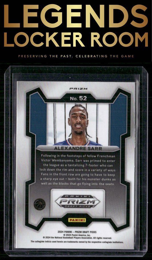 2024 Panini Prizm Draft Picks #52 Alexandre Sarr Prizms Hyper