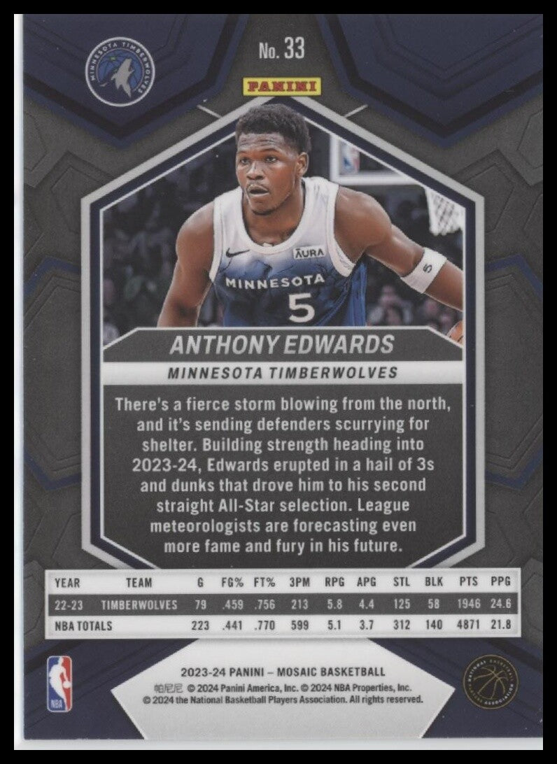 2023-24 Panini Mosaic #33 Anthony Edwards