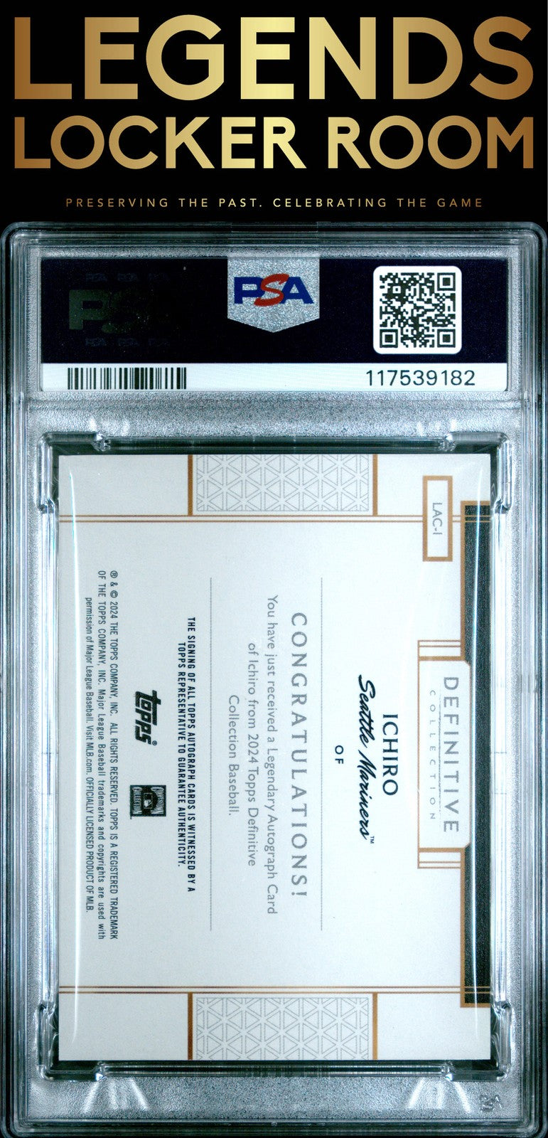 2024 Topps Definitive Collection Legendary Auto Ichiro First on Print PSA 9