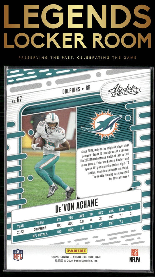 2024 Panini Absolute #67 De'Von Achane