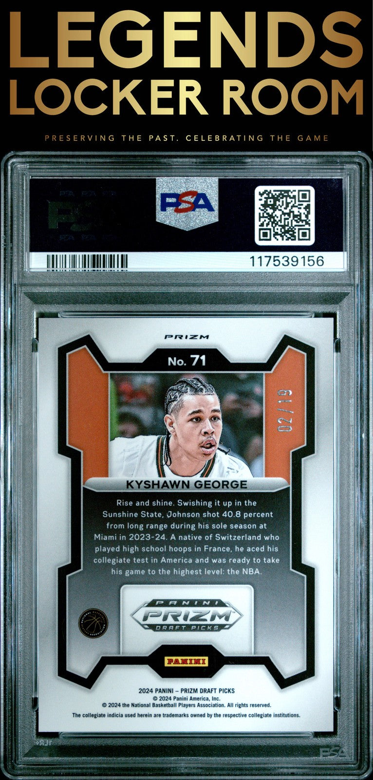 2024 Panini Prizm Draft Picks Kyshawn George Blue Shimmer Fotl PSA 10