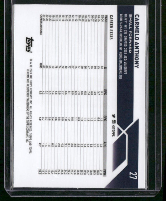 2023-24 Topps Chrome #27 Carmelo Anthony