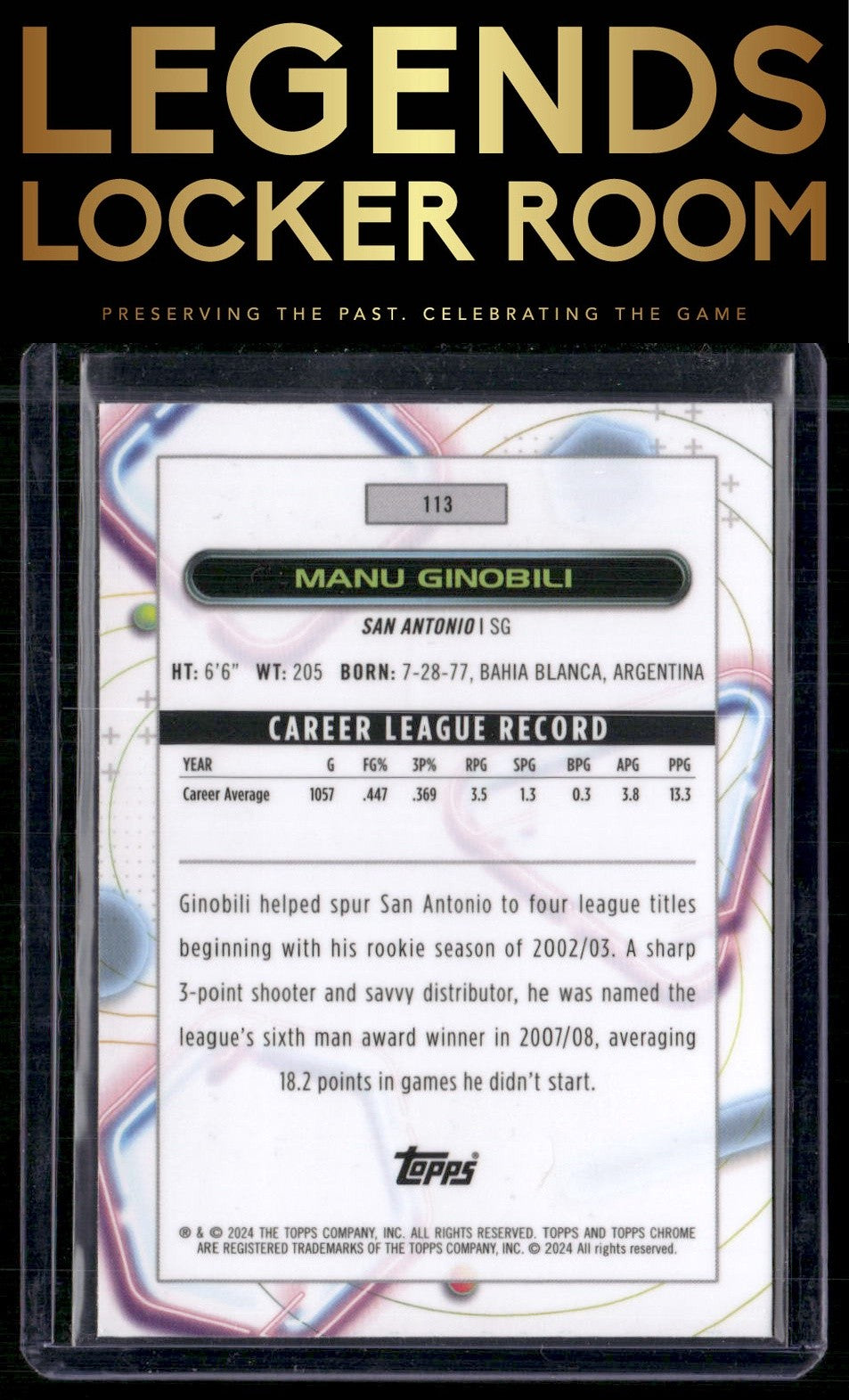 2023-24 Topps Chrome Cosmic #113 Manu Ginobili