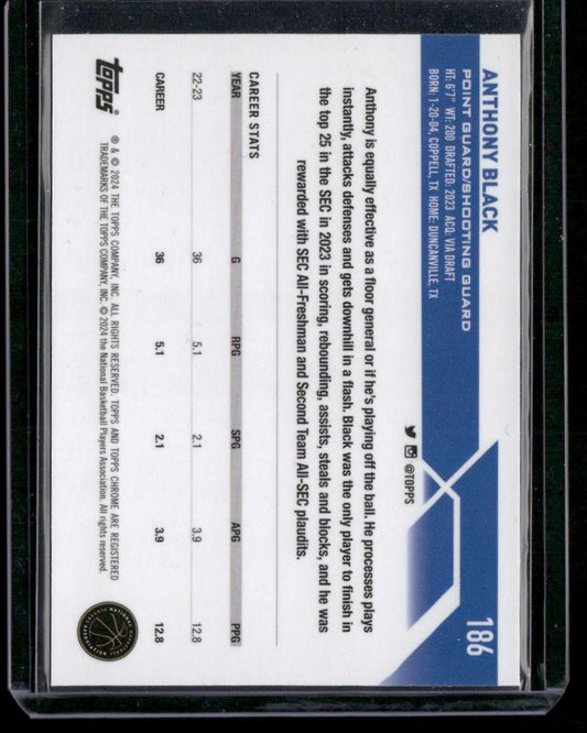 2023-24 Topps Chrome #186 Anthony Black
