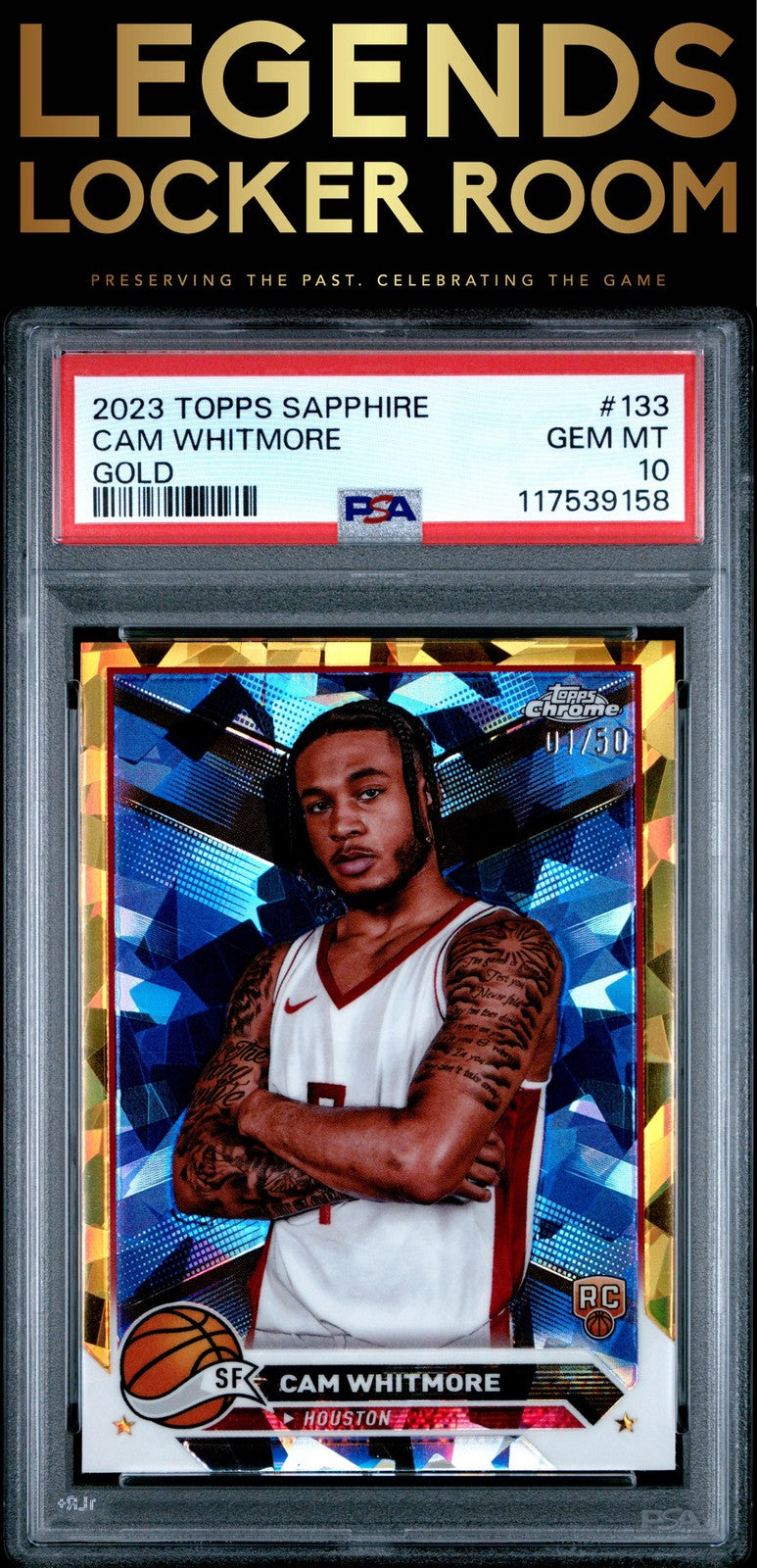 2023 Topps Chrome Sapphire Edition #133 Cam Whitmore Gold PSA 10
