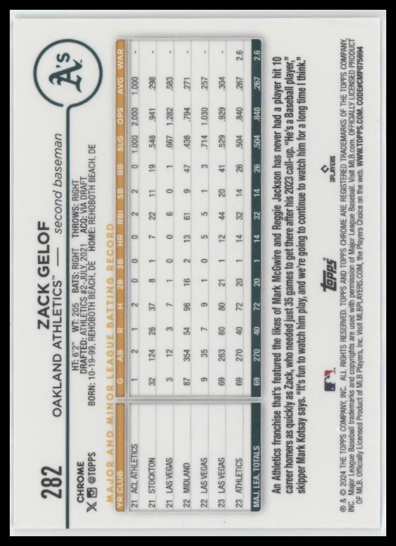 2024 Topps Chrome #282 Zack Gelof