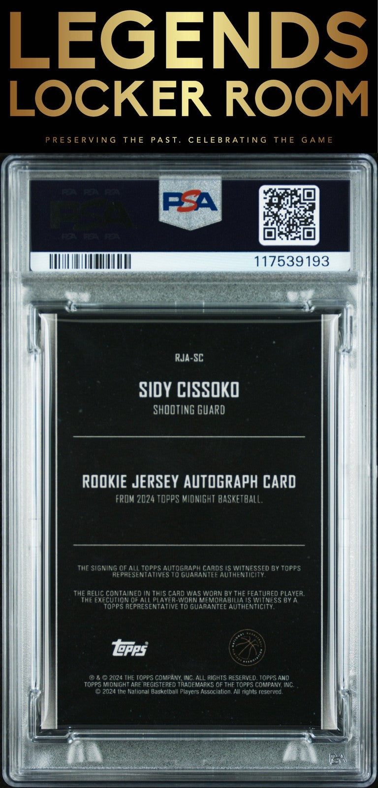 2023 Topps Midnight Rookie Jersey Autographs #RJASC Sidy Cissoko PSA 10