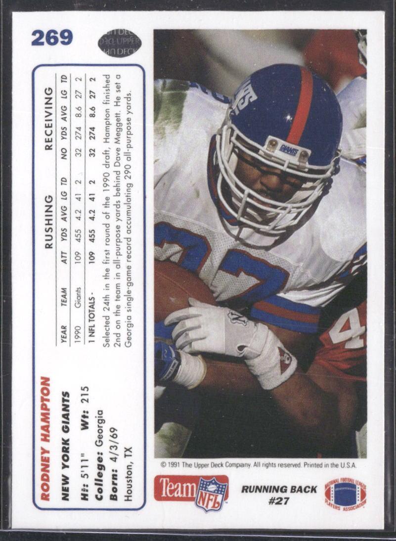 1991 Upper Deck #269c Rodney Hampton