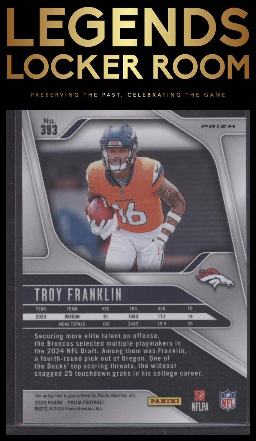 2024 Panini Prizm #393 Troy Franklin Rookie Autographs Silver Prizm