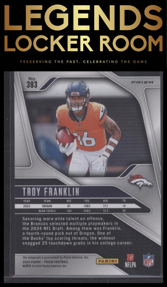2024 Panini Prizm #393 Troy Franklin Rookie Autographs Silver Prizm