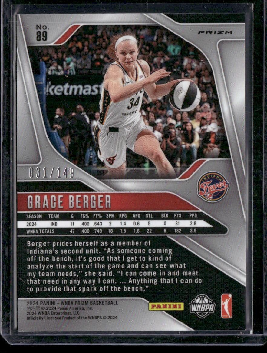 2024 Panini Prizm WNBA #89 Grace Berger Purple Prizms #/149