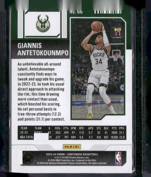 2023-24 Panini Contenders #66 Giannis Antetokounmpo Season Ticket Retail