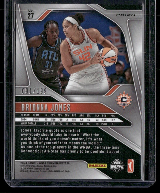 2024 Panini Prizm WNBA #27 Brionna Jones Blue Prizms #/199
