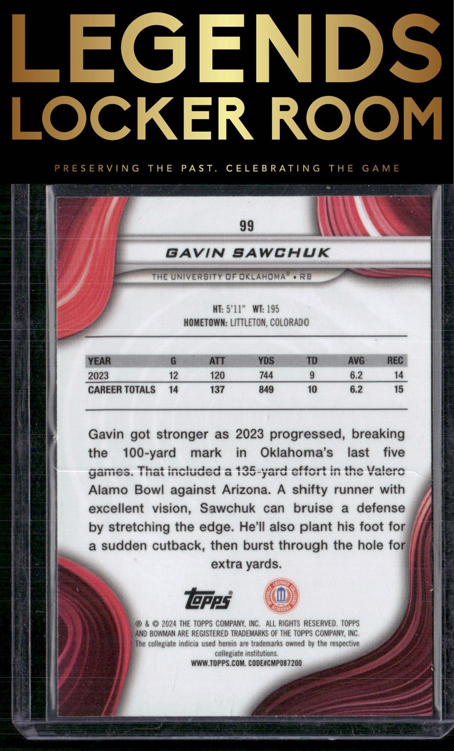 2024 Bowman University Best #99 Gavin Sawchuk Yellow Refractor #/75