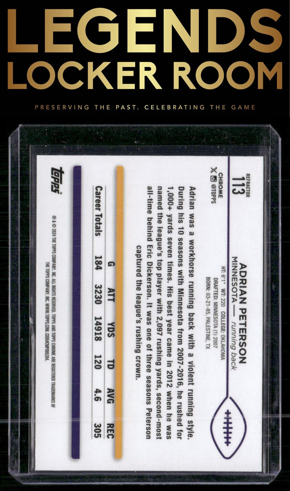 2024 Topps Chrome #113 Adrian Peterson Refractor