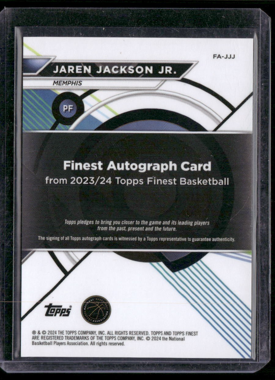 2023-24 Finest #FA-JJJ Jaren Jackson Jr. Finest Autographs Red Refractors #/5