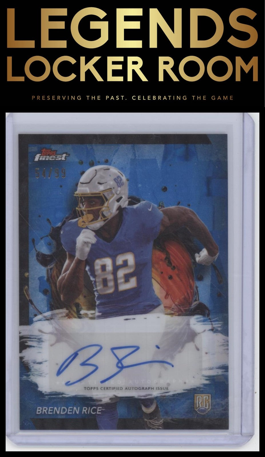 2024 Finest Brenden Rice Rookie Finest Auto Blue Checkerboard Refractor /99