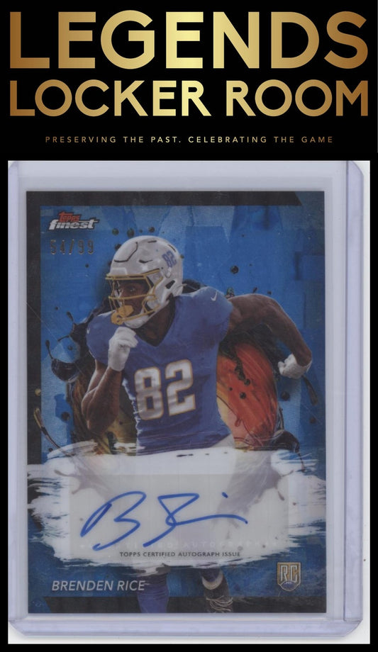 2024 Finest Brenden Rice Rookie Finest Auto Blue Checkerboard Refractor /99