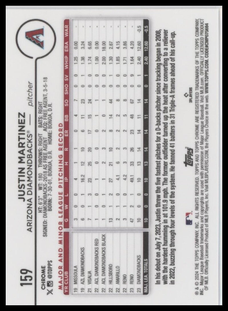 2024 Topps Chrome #159 Justin Martinez