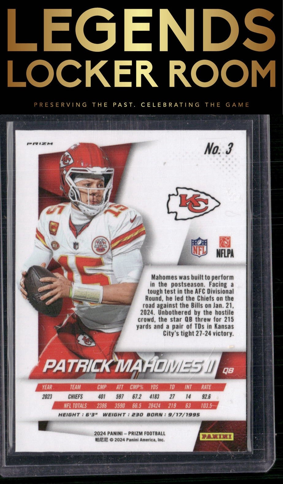 2024 Panini Prizm #3 Patrick Mahomes II Prizm Flashback Silver Prizm