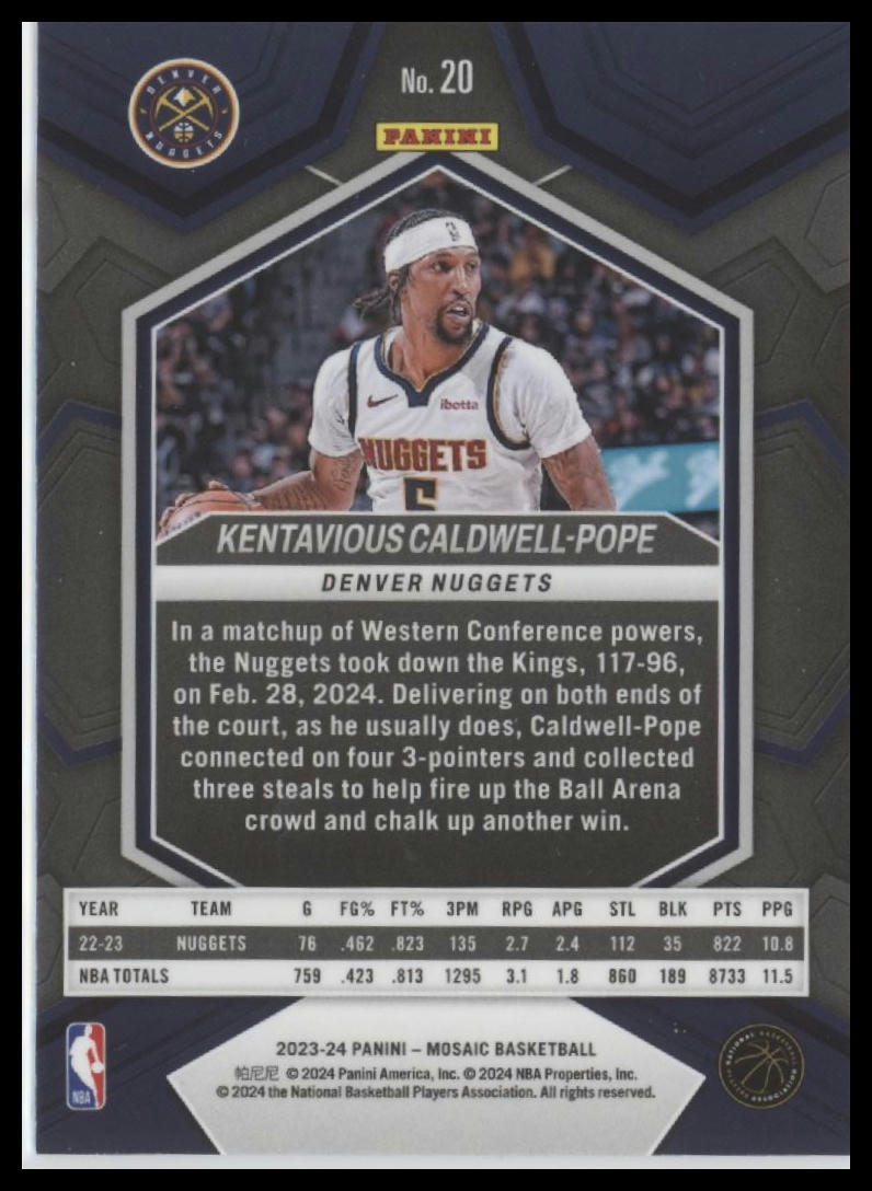 2023-24 Panini Mosaic #20 Kentavious Caldwell-Pope