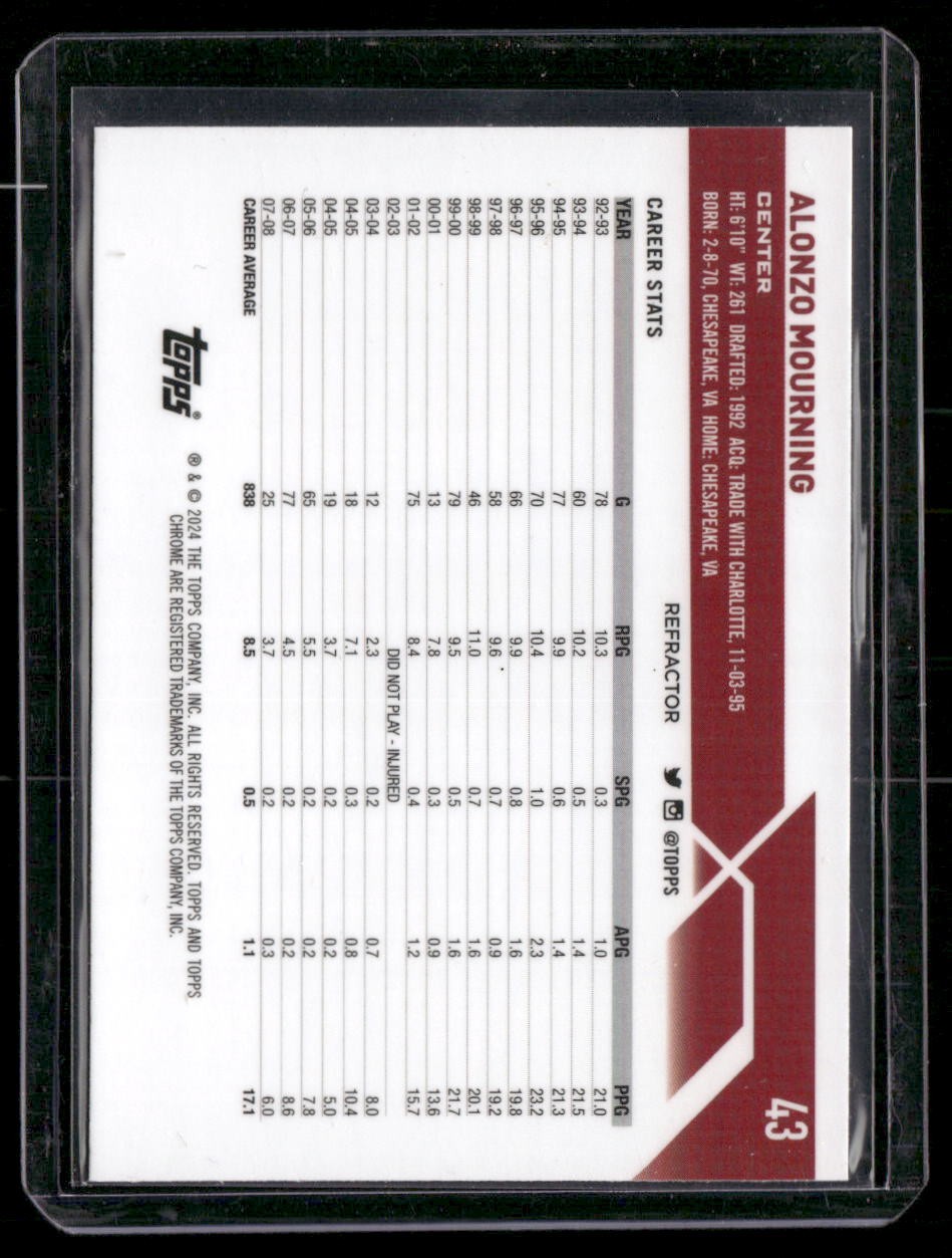 2023-24 Topps Chrome #43 Alonzo Mourning Refractors