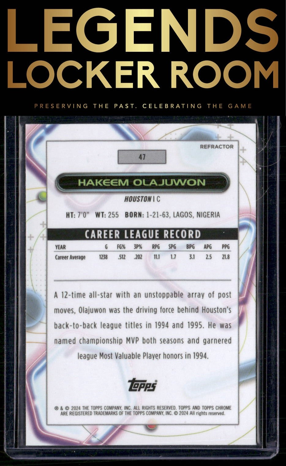 2023-24 Topps Chrome Cosmic #47 Hakeem Olajuwon Refractors