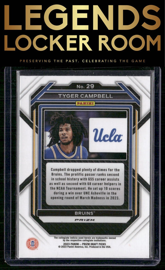 2023 Panini Prizm Draft Picks #29 Tyger Campbell Green Wave