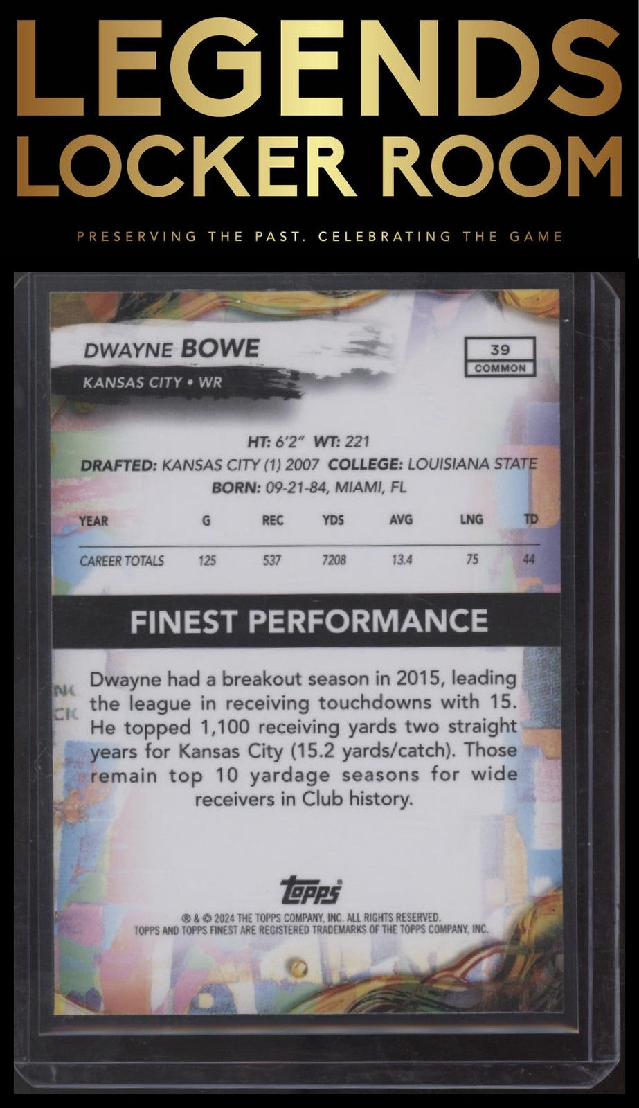 2024 Finest #39 Dwayne Bowe Blue Checkerboard Refractor #/99