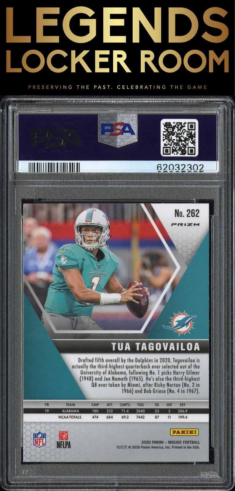 2020 Panini Mosaic #262 Tua Tagovailoa Genesis PSA 10