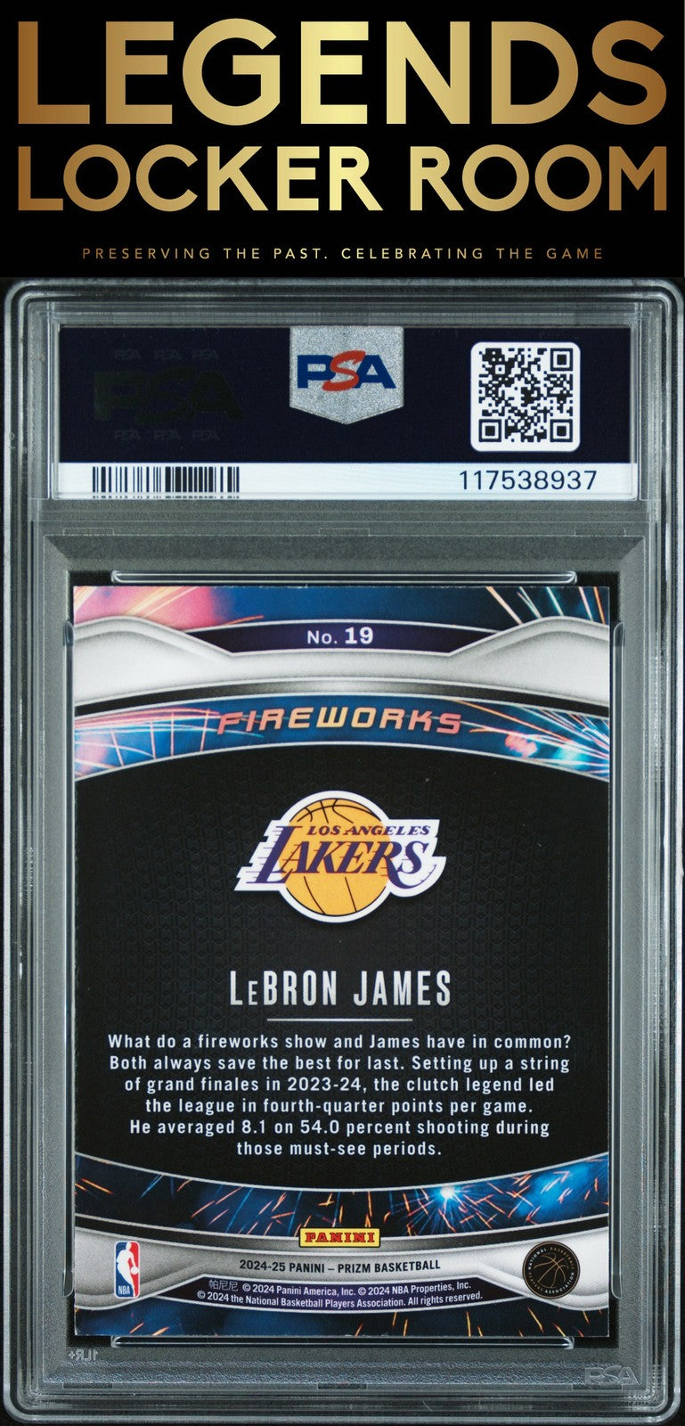 2024 Panini Prizm Fireworks #19 Lebron James PSA 9