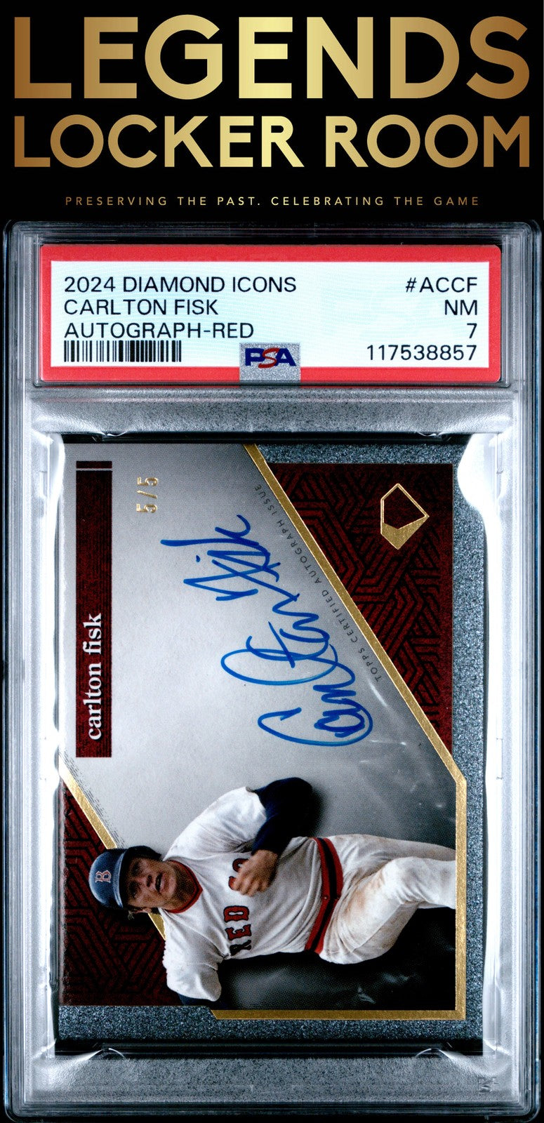 2024 Topps Diamond Icons Autographs Carlton Fisk Red 5/5 PSA 7