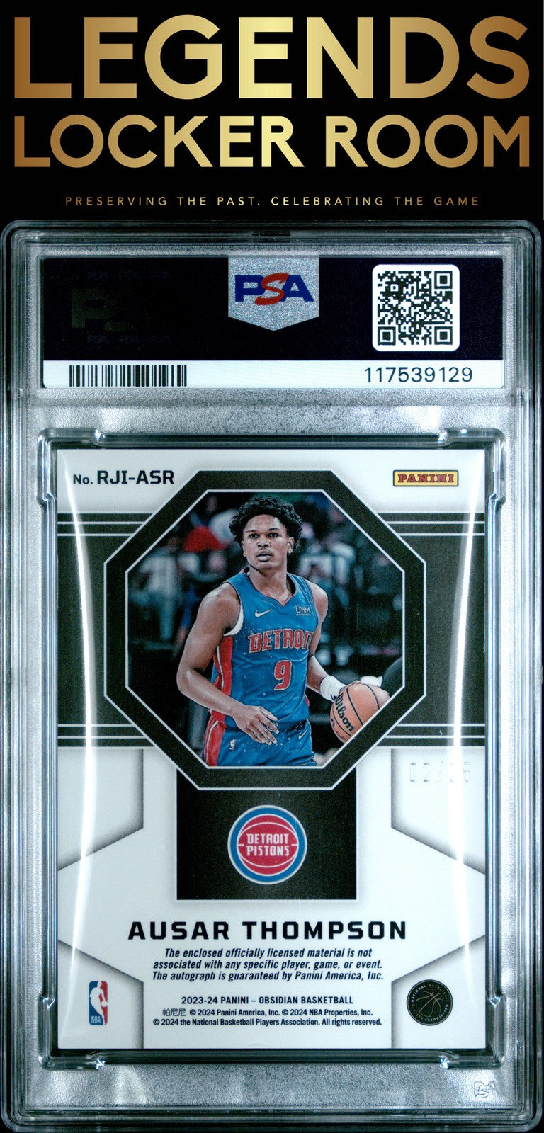 2023 Panini Obsidian Rookie Jersey Ink Ausar Thompson /25 PSA 8