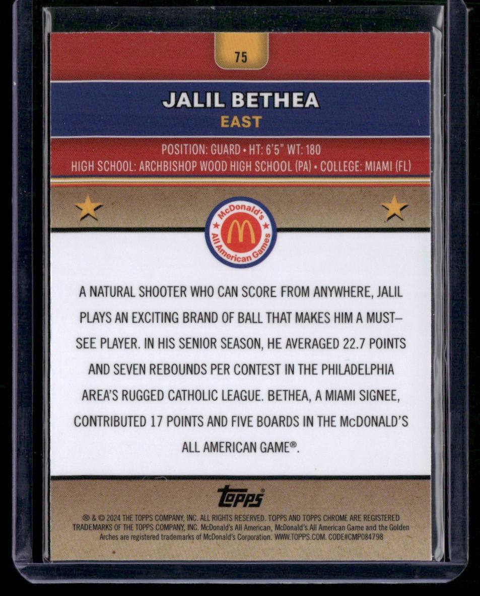 2024 Topps Chrome McDonald's All-American #75 Jalil Bethea