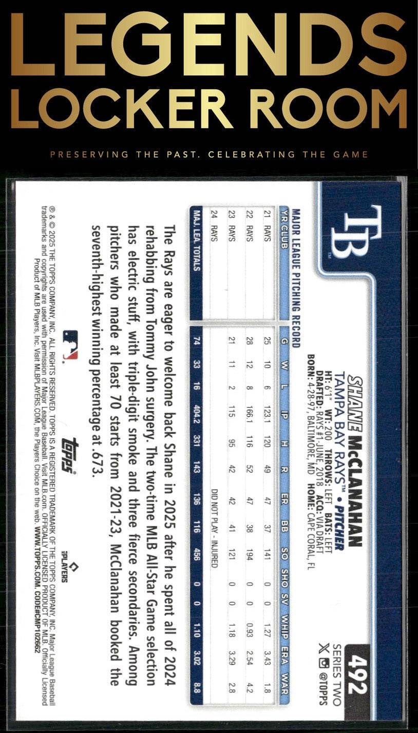 2025 Topps #492 Shane McClanahan Sandglitter