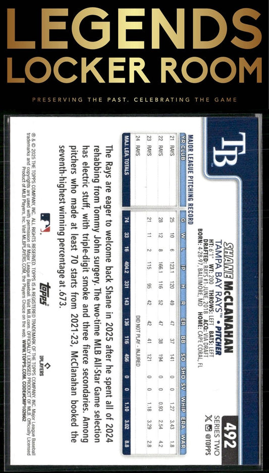 2025 Topps #492 Shane McClanahan Sandglitter