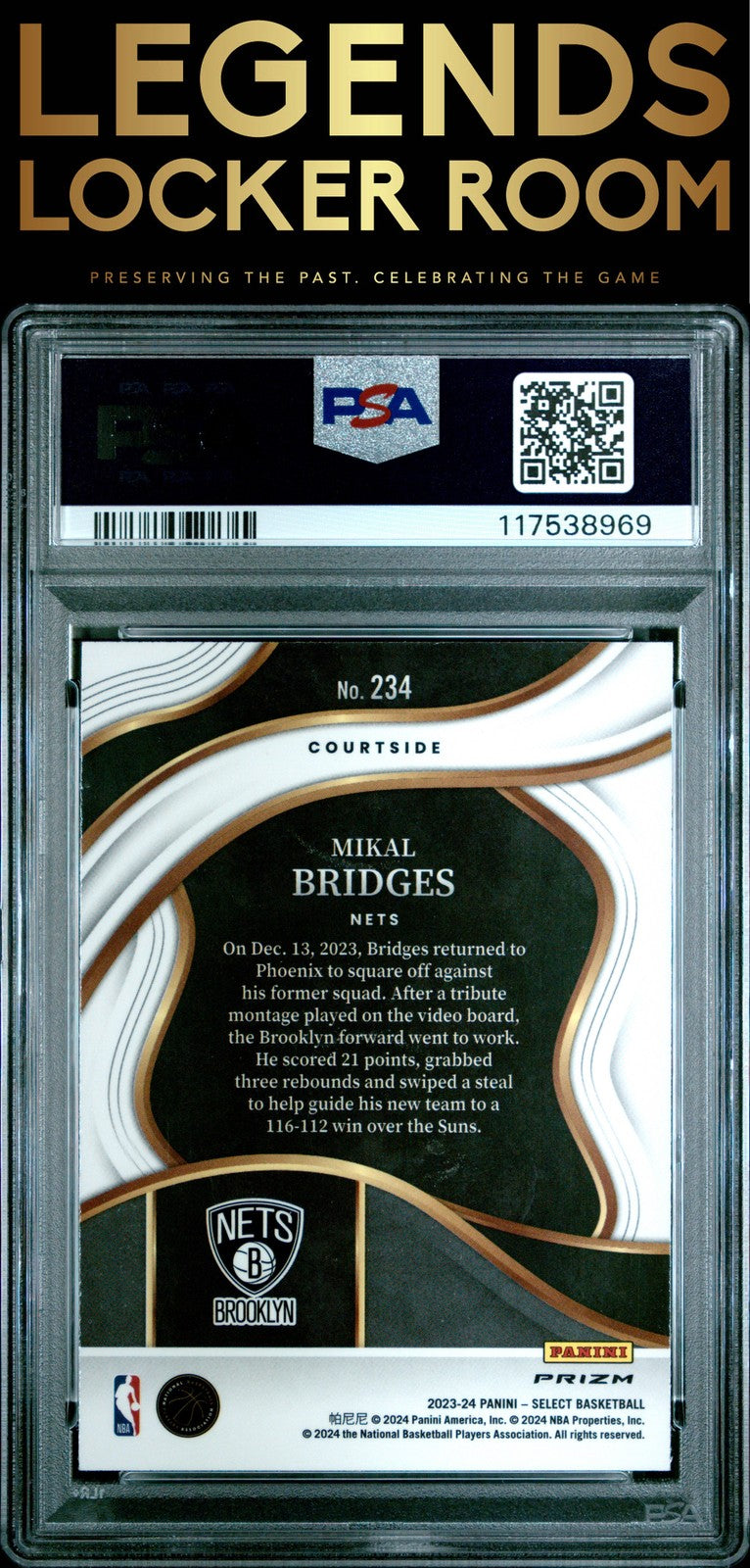 2023 Panini Select #234 Mikal Bridges Tiger Prizm PSA 8