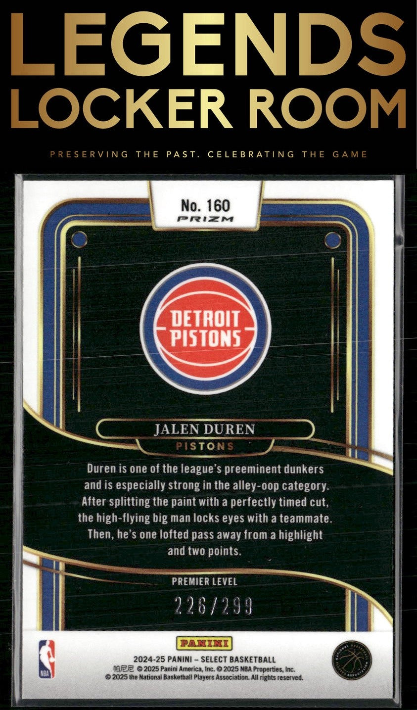 2024-25 Panini Select #160 Jalen Duren Light Blue Prizm #/299