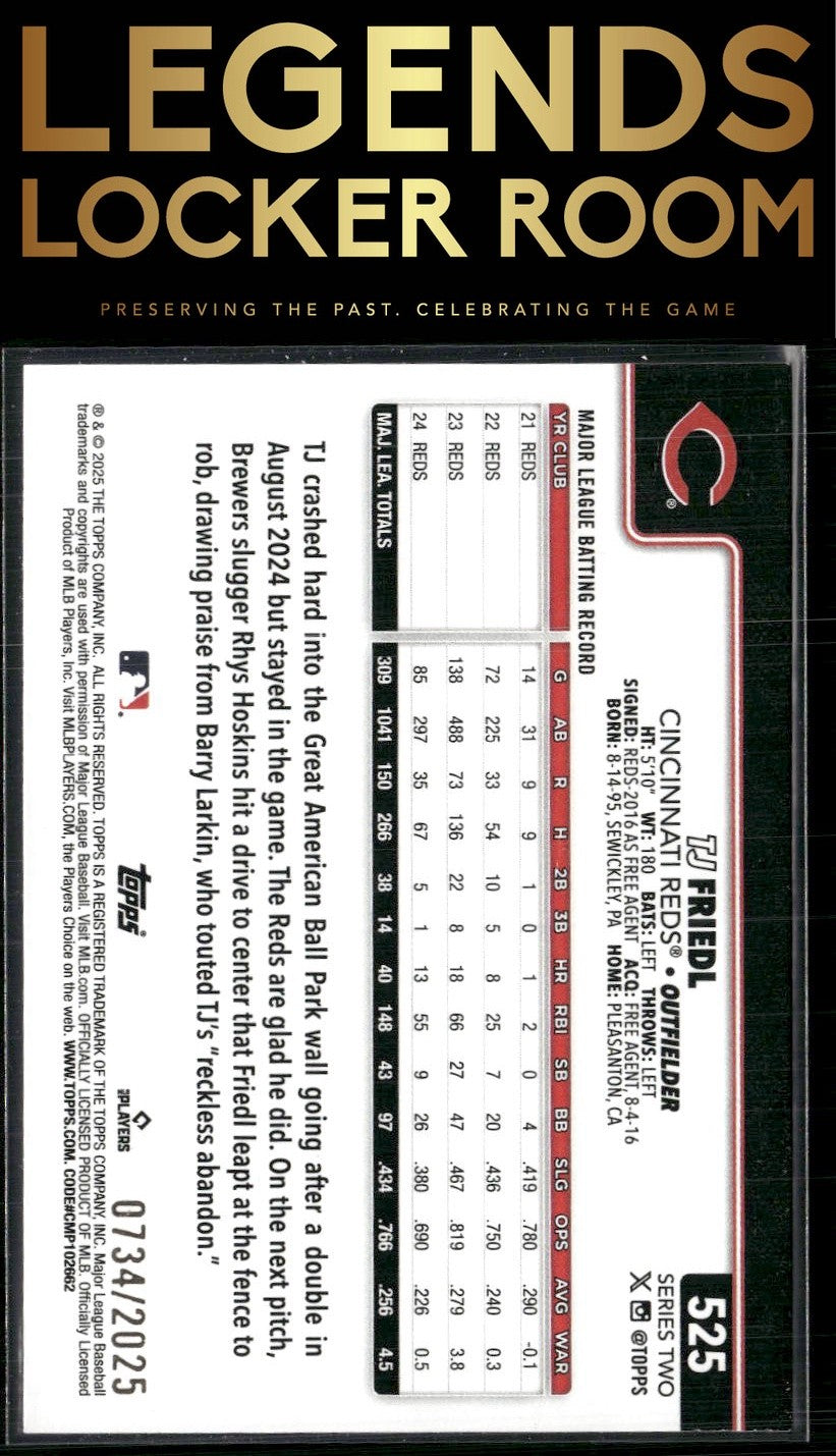 2025 Topps #525 Tj Friedl Gold #/2025