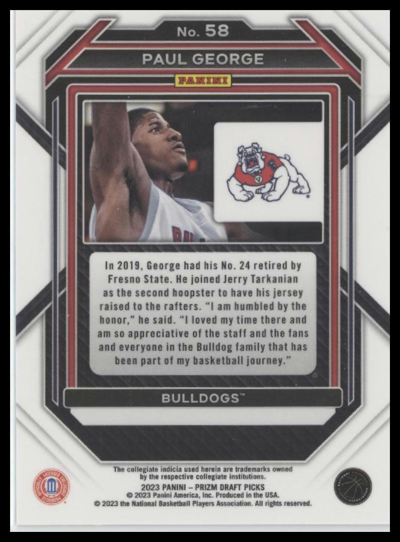 2023 Panini Prizm Draft Picks #58 Paul George