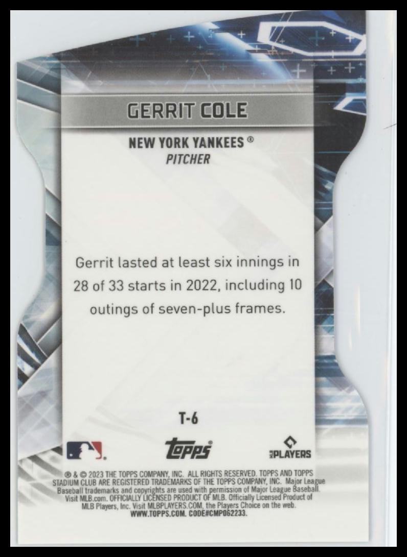 2023 Stadium Club #T-6 Gerrit Cole Triumvirates