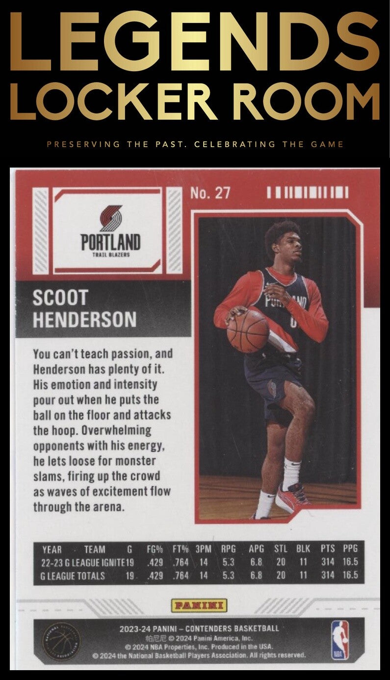 2023-24 Panini Contenders #27 Scoot Henderson Season Ticket Retail
