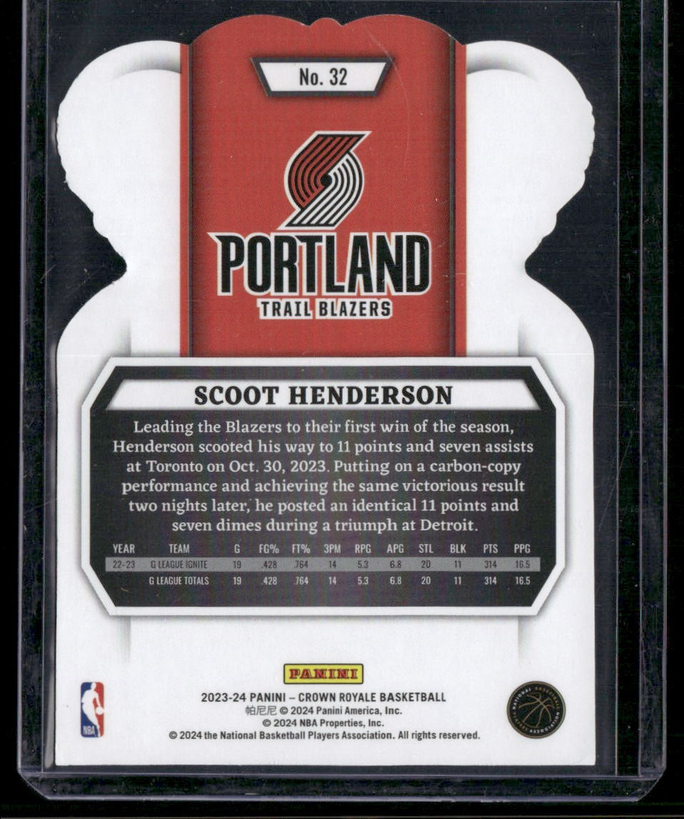 2023-24 Panini Crown Royale #32 Scoot Henderson Crystal