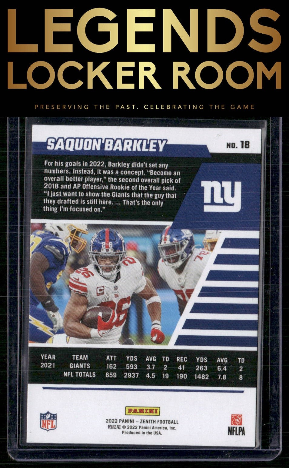 2022 Zenith #18 Saquon Barkley